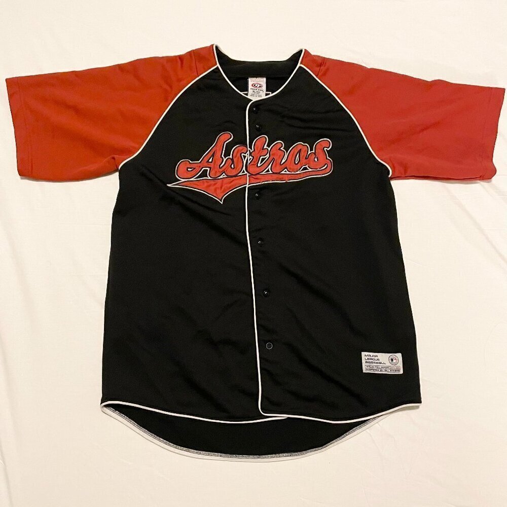 Vtg True Fan MLB Houston Astros Lance Berkman 17 Button Up Jersey Size XL